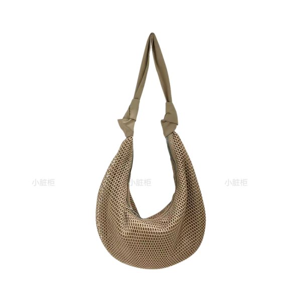 Knot Strap Shoulder Bag - Spring/Summer 2025 Fashion Underarm Hollow Nylon Mesh Dumpling Bag - Trendy Y2K Style