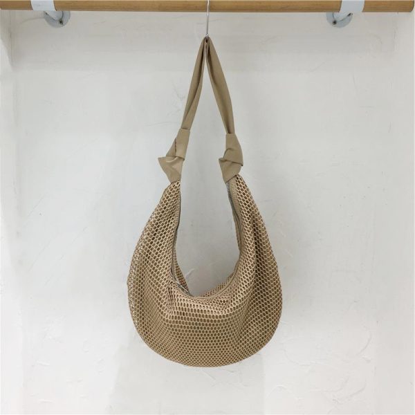 Knot Strap Shoulder Bag - Spring/Summer 2025 Fashion Underarm Hollow Nylon Mesh Dumpling Bag - Trendy Y2K Style