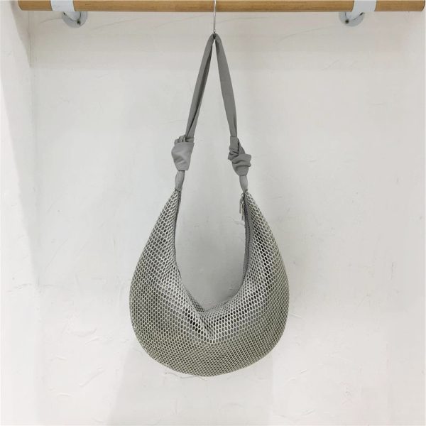 Knot Strap Shoulder Bag - Spring/Summer 2025 Fashion Underarm Hollow Nylon Mesh Dumpling Bag - Trendy Y2K Style