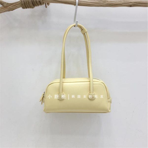 Korean Retro Bowling Bag - 2024 Spring Handheld Shoulder Underarm Boston Bag for Fashionable Niche Style