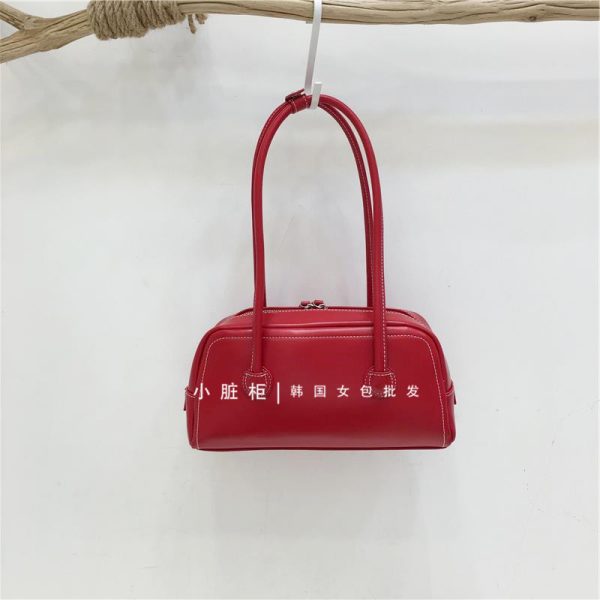 Korean Retro Bowling Bag - 2024 Spring Handheld Shoulder Underarm Boston Bag for Fashionable Niche Style