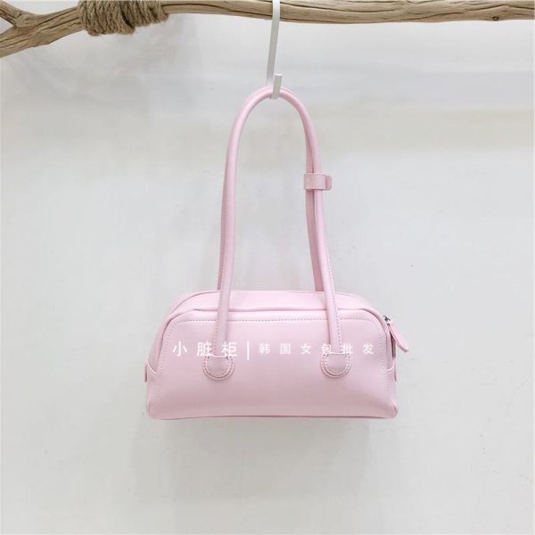 Korean Retro Bowling Bag - 2024 Spring Handheld Shoulder Underarm Boston Bag for Fashionable Niche Style