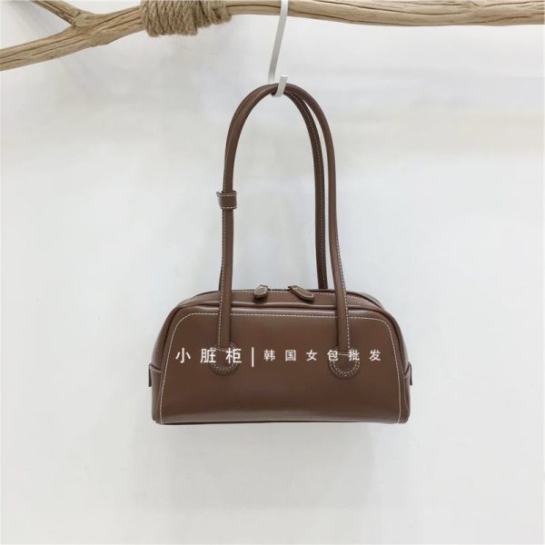 Korean Retro Bowling Bag - 2024 Spring Handheld Shoulder Underarm Boston Bag for Fashionable Niche Style