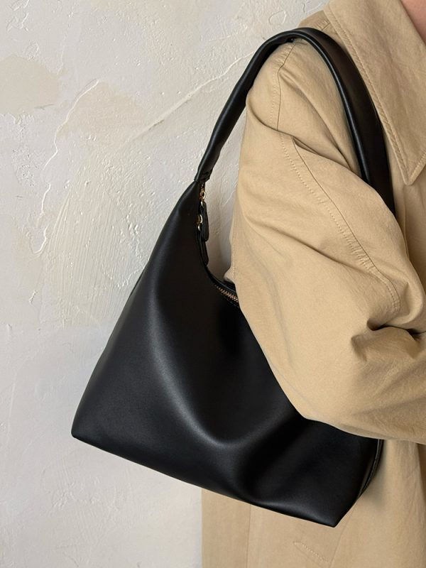 Korean Soft Leather Casual Tote Shoulder Bag for Women - 2025 Minimalist Underarm Bag in Lazy Style