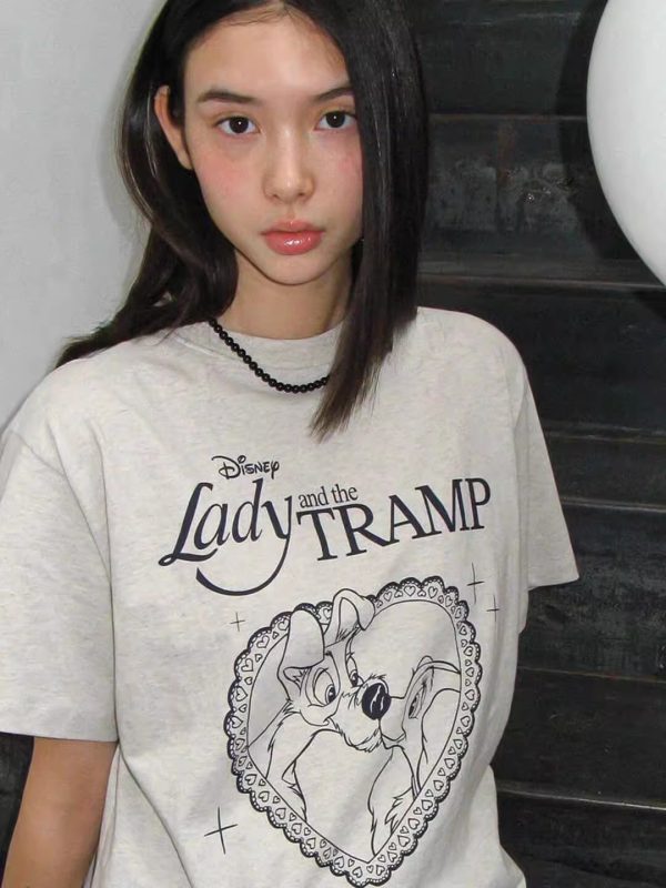 Korean Style Cartoon Printed Casual Loose Fit Cotton Short Sleeve T-Shirt for Women - Versatile Comfort for Everyday Wear