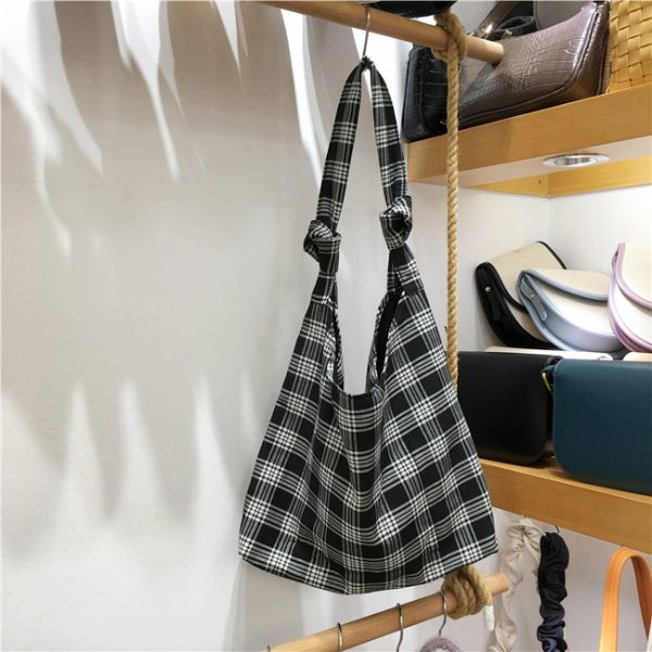 Korean Style Checkered Leopard Print Casual Summer Shoulder Bag - Versatile Literary Aesthetic for Instagram and Everyday Use
