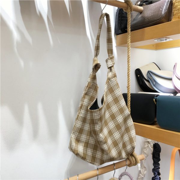 Korean Style Checkered Leopard Print Casual Summer Shoulder Bag - Versatile Literary Aesthetic for Instagram and Everyday Use