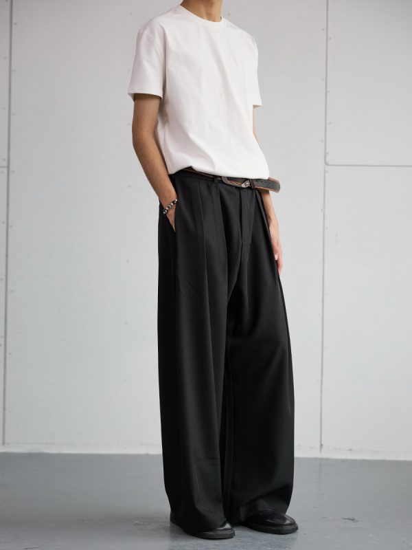 Korean Style High-End Loose Drape Suit Pants for Men - Versatile Wide-Leg Trousers for Casual Spring Fashion