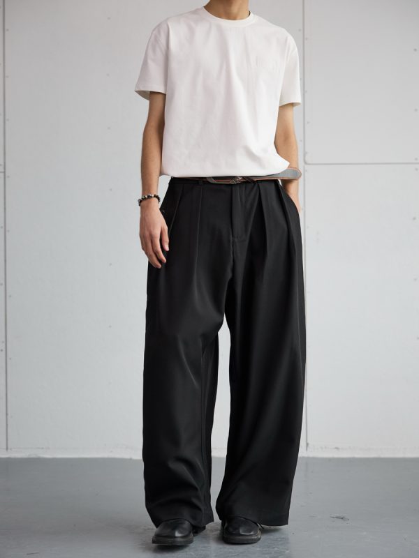 Korean Style High-End Loose Drape Suit Pants for Men - Versatile Wide-Leg Trousers for Casual Spring Fashion