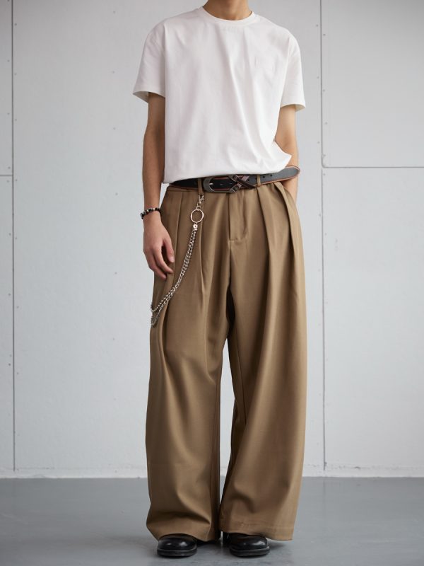 Korean Style High-End Loose Drape Suit Pants for Men - Versatile Wide-Leg Trousers for Casual Spring Fashion