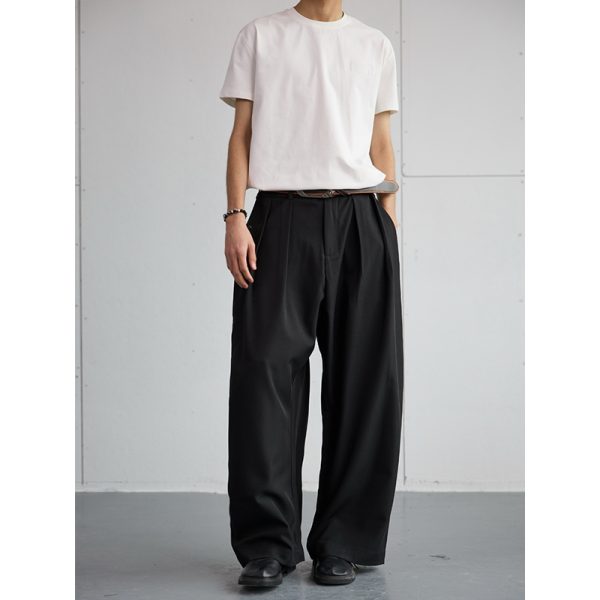 Korean Style High-End Loose Drape Suit Pants for Men - Versatile Wide-Leg Trousers for Casual Spring Fashion