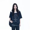 Korean-Style Lace Spliced Off-Shoulder Short Sleeve T-Shirt for Women â€“ Loose Fit, Sweet Design, Perfect for Casual Y2K Fashion