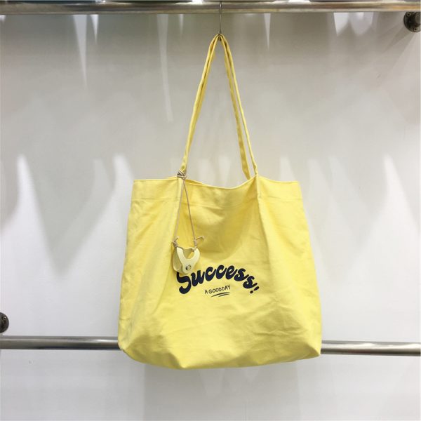 Korean Style Large Capacity Casual Canvas Shoulder Bag for Students - Summer Dongdaemun Lazy Chic Letter Design