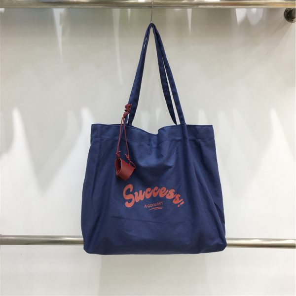 Korean Style Large Capacity Casual Canvas Shoulder Bag for Students - Summer Dongdaemun Lazy Chic Letter Design