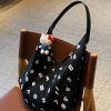 Korean-Style Large Capacity Casual Tote Bag, Versatile Underarm Design, Minimalist Hexagonal Canvas for Digital Commuting