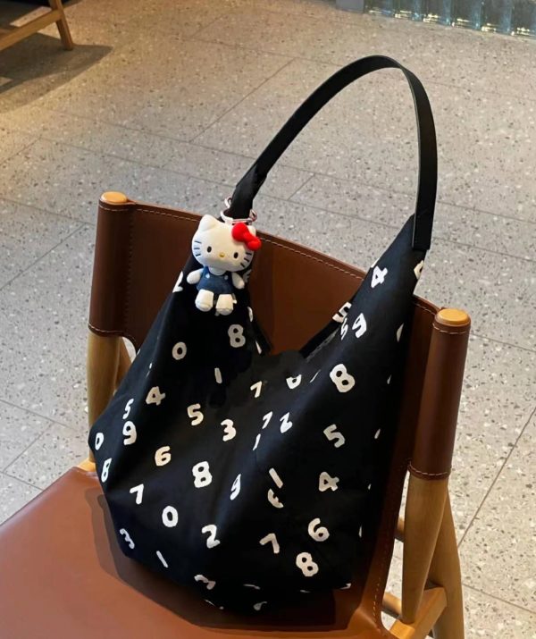Korean-Style Large Capacity Casual Tote Bag, Versatile Underarm Design, Minimalist Hexagonal Canvas for Digital Commuting