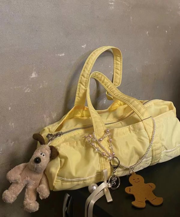 Korean-Style Large-Capacity Casual Travel Bag, Versatile Cylindrical Handbag for Shoulder and Underarm Use