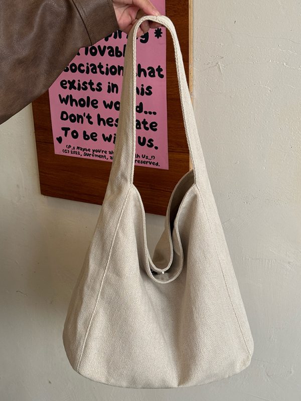 Korean Style Large-Capacity Denim Canvas Commuting Shoulder Bag - Versatile Lazy Wind Tote for Everyday Use