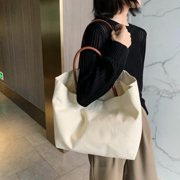 Korean-Style Large Capacity Eco-Friendly Canvas Shoulder Bag - Artistic Handheld Backpack for Women