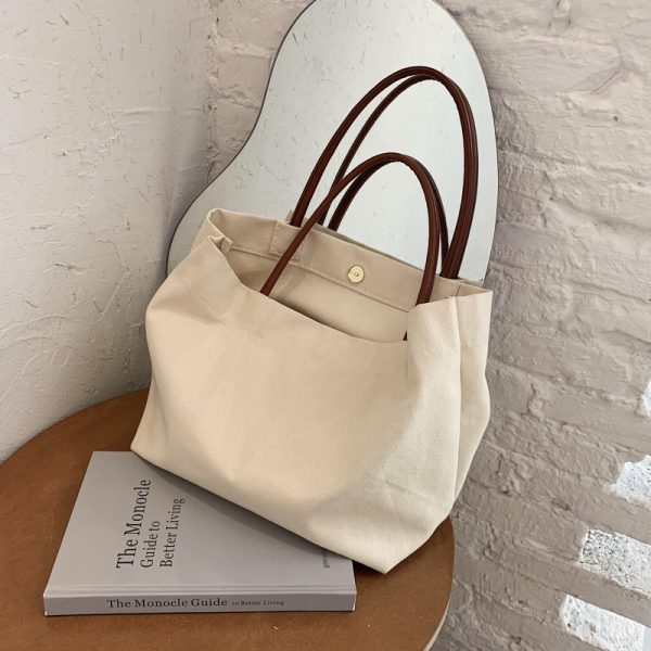 Korean-Style Large Capacity Eco-Friendly Canvas Shoulder Bag - Artistic Handheld Backpack for Women