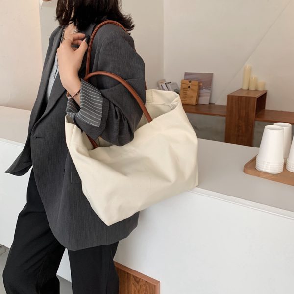 Korean-Style Large Capacity Eco-Friendly Canvas Shoulder Bag - Artistic Handheld Backpack for Women