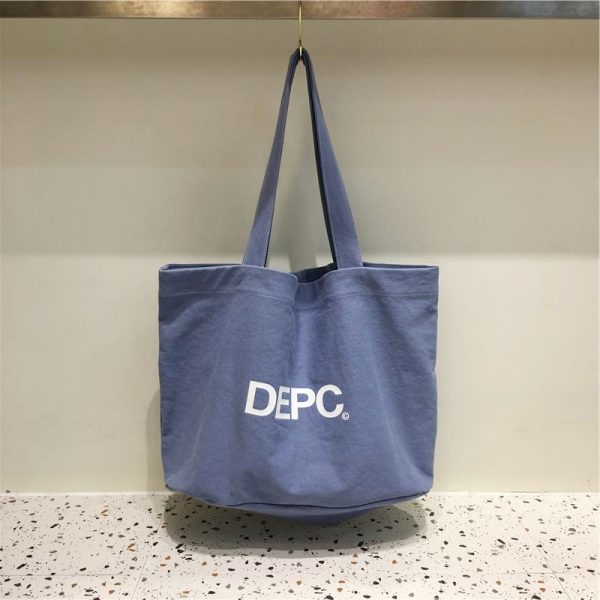 Korean Style Letter Canvas Tote Bag - Large Capacity Casual Shoulder Bag for Everyday Use