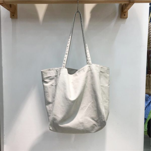 Korean Style Minimalist Large Capacity Canvas Tote Bag - Casual Shopping Shoulder Bag for Students, Ins Wind Lazy Aesthetic