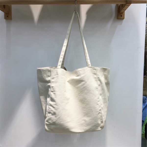 Korean Style Minimalist Large Capacity Canvas Tote Bag - Casual Shopping Shoulder Bag for Students, Ins Wind Lazy Aesthetic