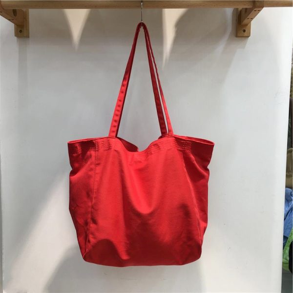 Korean Style Minimalist Large Capacity Canvas Tote Bag - Casual Shopping Shoulder Bag for Students, Ins Wind Lazy Aesthetic