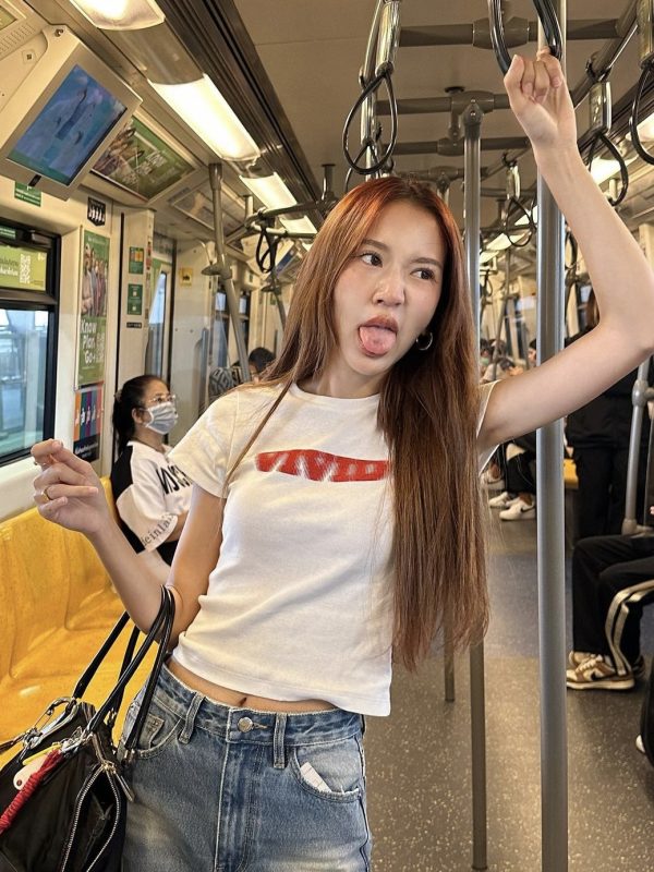 Korean Style Phantom Letter Print Short Sleeve Slim Fit Pure Cotton T-Shirt for Women - Trendy Casual Fashion Top