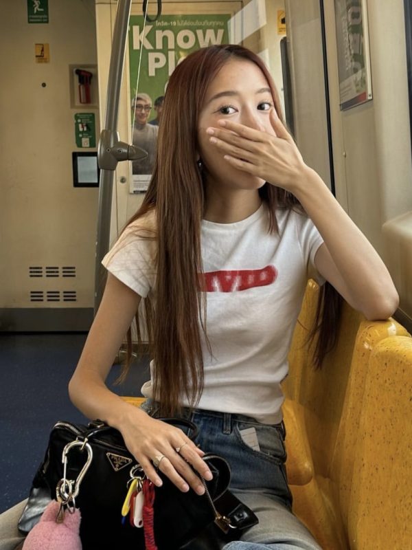 Korean Style Phantom Letter Print Short Sleeve Slim Fit Pure Cotton T-Shirt for Women - Trendy Casual Fashion Top
