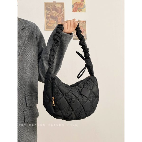 Korean-Style Pleated Dumpling Bag for Women, Large Capacity Lightweight Cloud Underarm Crossbody Bag