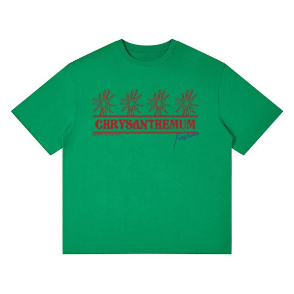 Korean-Style Retro Heavyweight T-Shirt for Women, Summer Sunflower Print, White Round Neck Short Sleeve, Loose Fit Top
