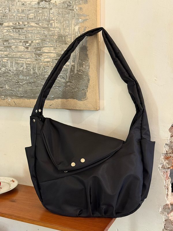 Korean-Style Retro Nylon Tote Bag, Large Capacity Messenger Bag for Commuting - Unisex Design, 2025 Trend