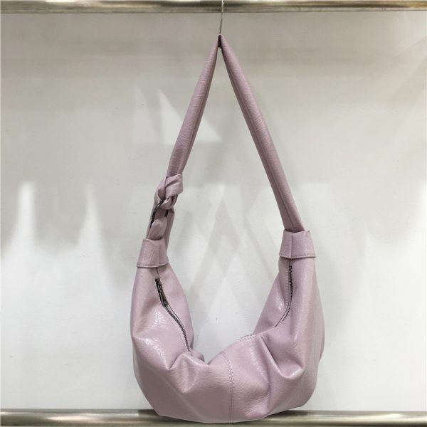 Korean-Style Retro Soft Leather Dumpling Bag - Large Capacity, Wrinkled Design, Casual Versatile Shoulder & Crossbody Bag