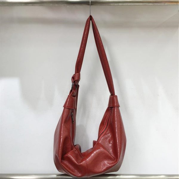 Korean-Style Retro Soft Leather Dumpling Bag - Large Capacity, Wrinkled Design, Casual Versatile Shoulder & Crossbody Bag