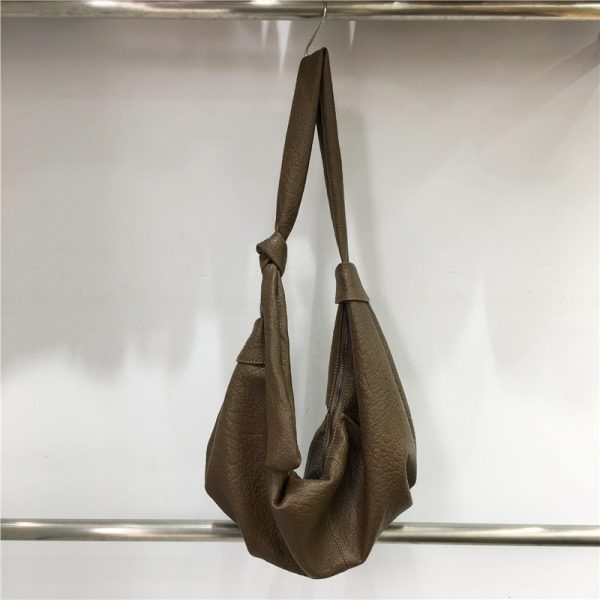 Korean-Style Retro Soft Leather Dumpling Bag - Large Capacity, Wrinkled Design, Casual Versatile Shoulder & Crossbody Bag