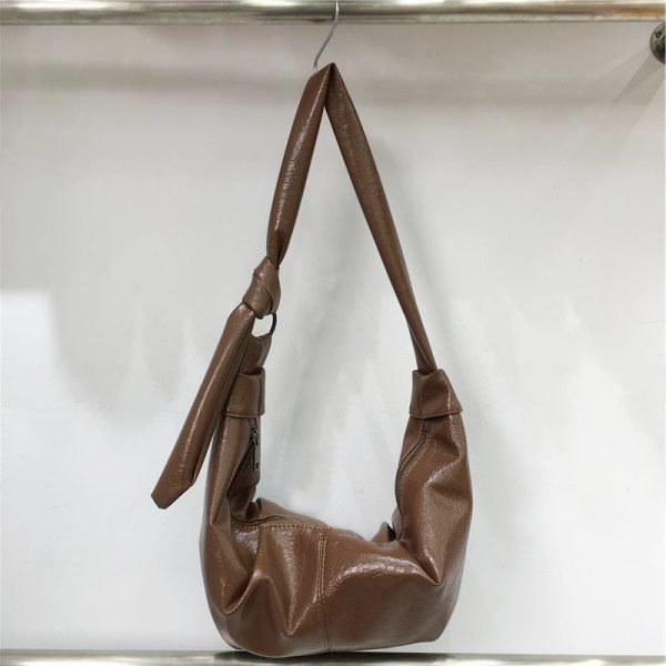 Korean-Style Retro Soft Leather Dumpling Bag - Large Capacity, Wrinkled Design, Casual Versatile Shoulder & Crossbody Bag