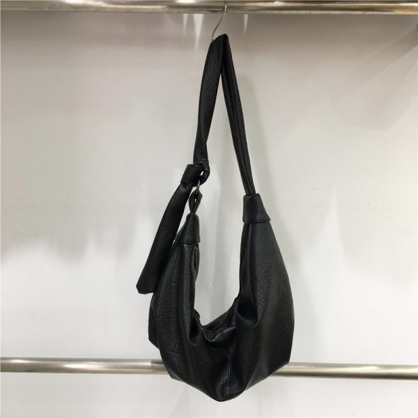 Korean-Style Retro Soft Leather Dumpling Bag - Large Capacity, Wrinkled Design, Casual Versatile Shoulder & Crossbody Bag