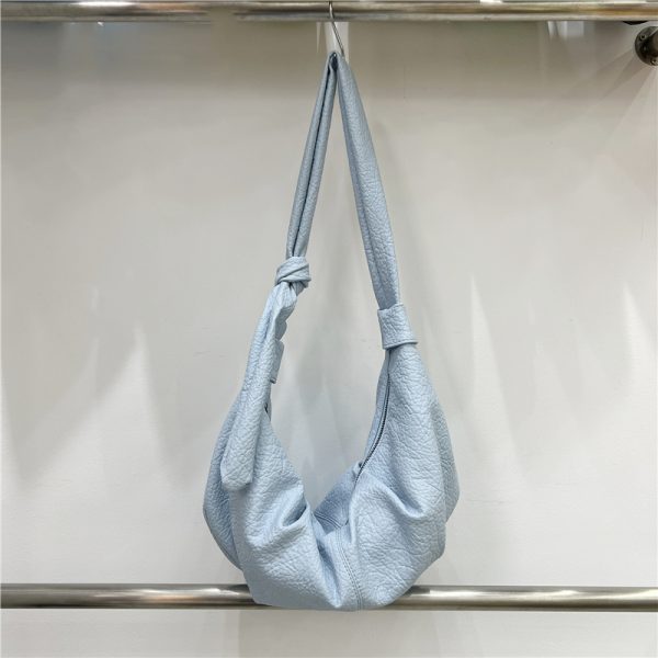 Korean-Style Retro Soft Leather Dumpling Bag - Large Capacity, Wrinkled Design, Casual Versatile Shoulder & Crossbody Bag