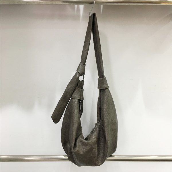 Korean-Style Retro Soft Leather Dumpling Bag - Large Capacity, Wrinkled Design, Casual Versatile Shoulder & Crossbody Bag