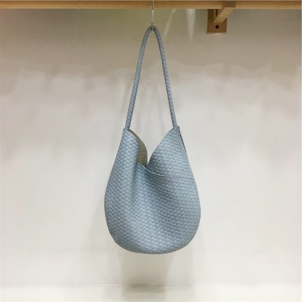 Korean Style Retro Woven Texture Handbag - Soft Leather Fashionable High-Quality Shoulder Tote Bag