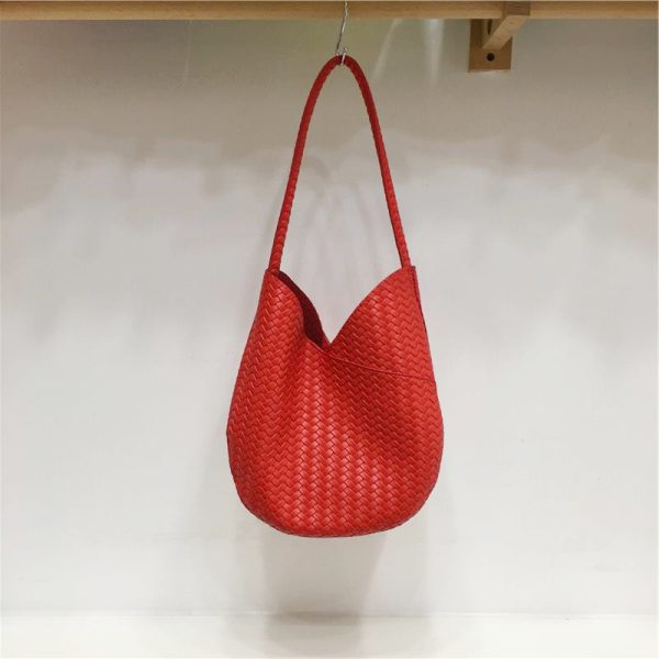 Korean Style Retro Woven Texture Handbag - Soft Leather Fashionable High-Quality Shoulder Tote Bag