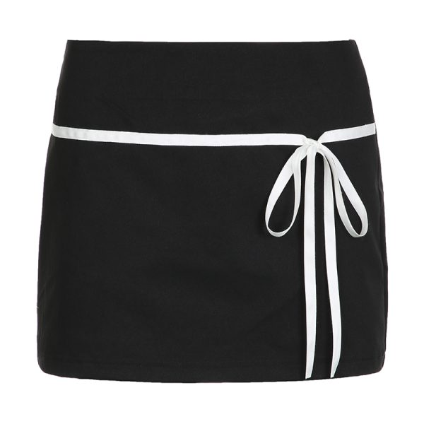 Korean Style Ruffled Short Sleeve Top & Bow Half-Length Skirt Set - Trendy Seoul Diary Look for Chic Fashionistas