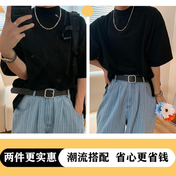 Korean Style Small High Neck Solid Color T-Shirt - Trendy Summer Layering Short Sleeve Tee for a Minimalist Look