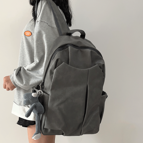 Korean-Style Soft Leather Laptop Backpack for Men & Women, Large Capacity Dual-Use High-End Student Book Bag