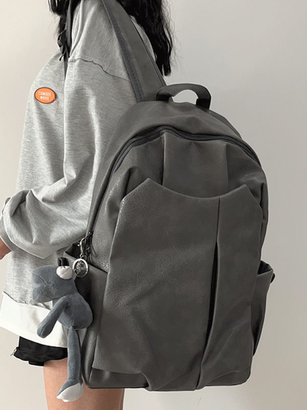 Korean-Style Soft Leather Laptop Backpack for Men & Women, Large Capacity Dual-Use High-End Student Book Bag
