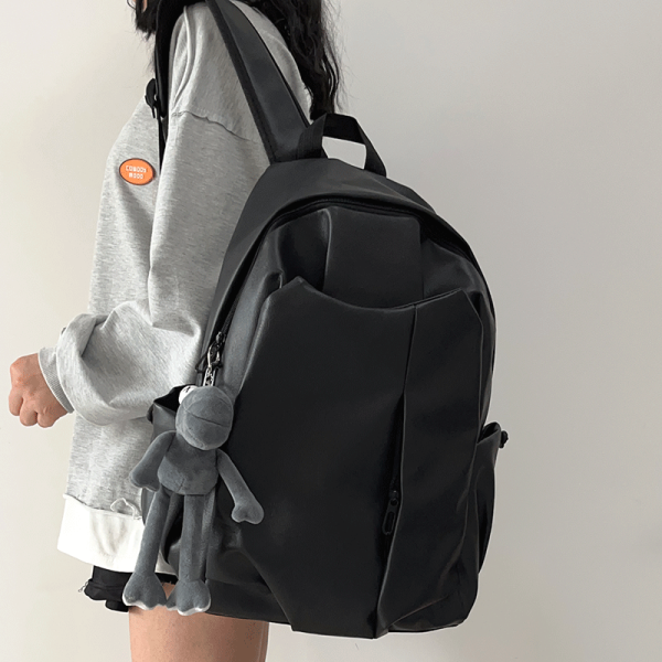 Korean-Style Soft Leather Laptop Backpack for Men & Women, Large Capacity Dual-Use High-End Student Book Bag