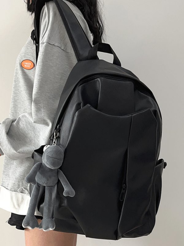 Korean-Style Soft Leather Laptop Backpack for Men & Women, Large Capacity Dual-Use High-End Student Book Bag