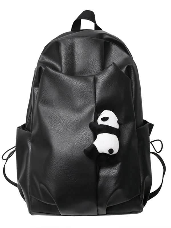 Korean-Style Soft Leather Laptop Backpack for Men & Women, Large Capacity Dual-Use High-End Student Book Bag
